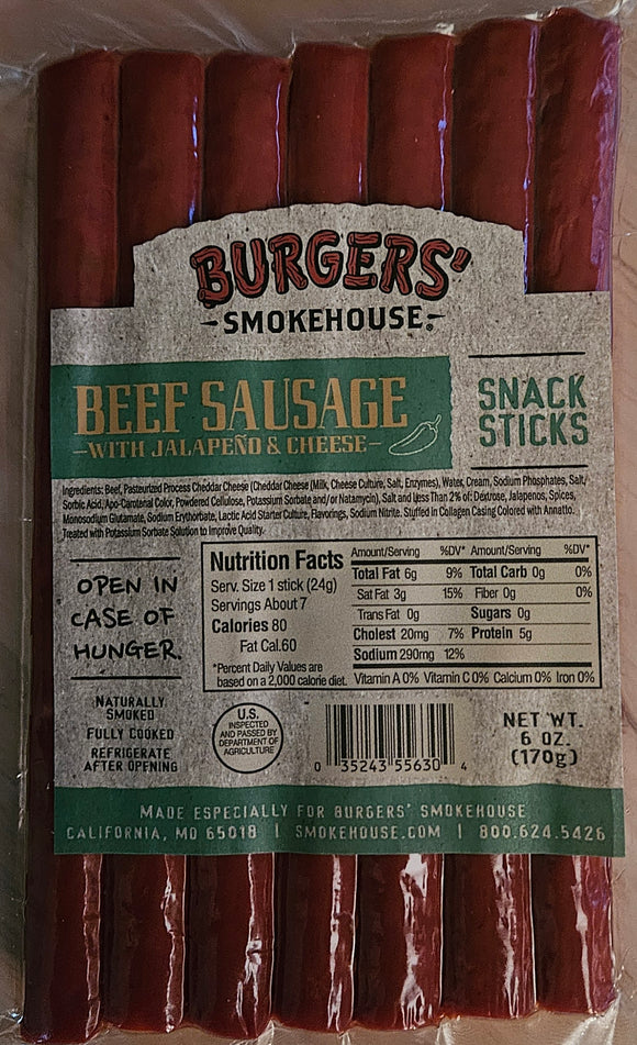 Burger's Smokehouse Beef w/ Jalapeno & Cheese Sticks